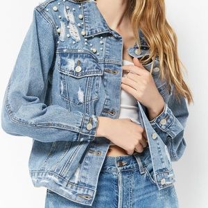 Forever21 Distressed & Embellished Denim Jacket